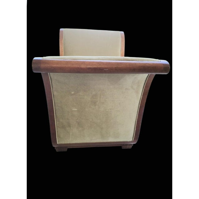 1990s Monumental Vintage Hollywood Regency Neoclassical Curule Style Oversized Velvet Accent Chair / Bench Chair For Sale - Image 5 of 14