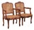 Pair Mid-Century French Louis XV Style Walnut Caned and Leather Desk Armchairs For Sale