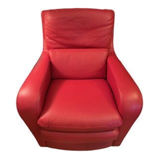 Roche Bobois Rasberry Leather Swivel Club Chair For Sale
