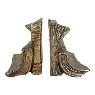 Vintage Brass Book Bookends - a Pair For Sale