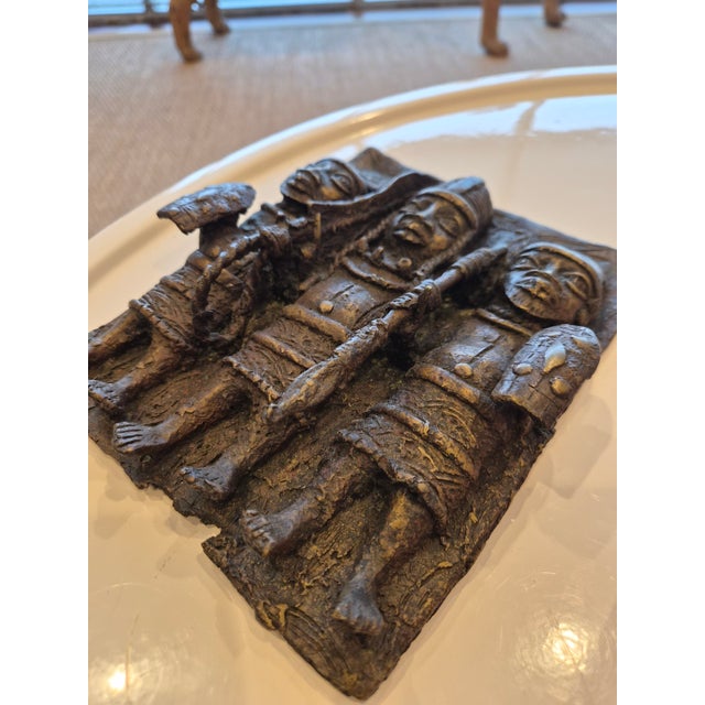 African Bronze African Palace Plaque For Sale - Image 3 of 6