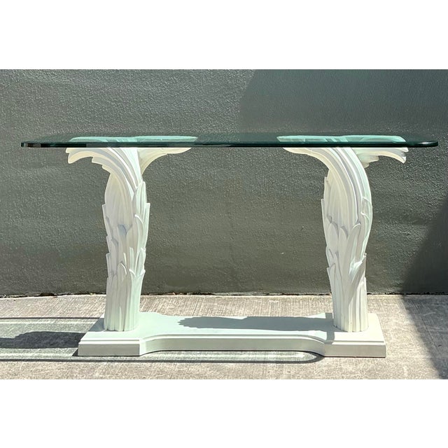 Wood Vintage Serge Roche Twisted Palm Frond Console Table For Sale - Image 7 of 12