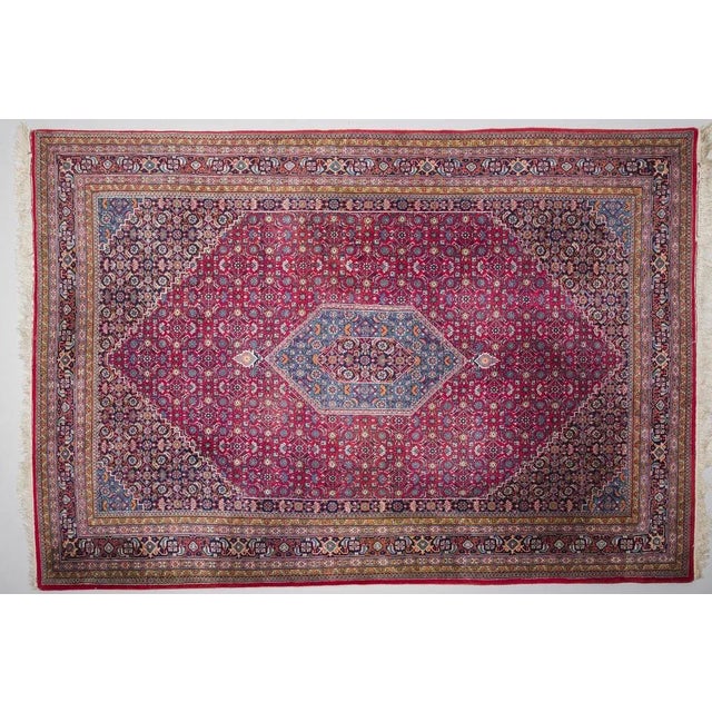 Geometric Bijar Dark Red Rug with Border and Medallion For Sale - Image 9 of 9