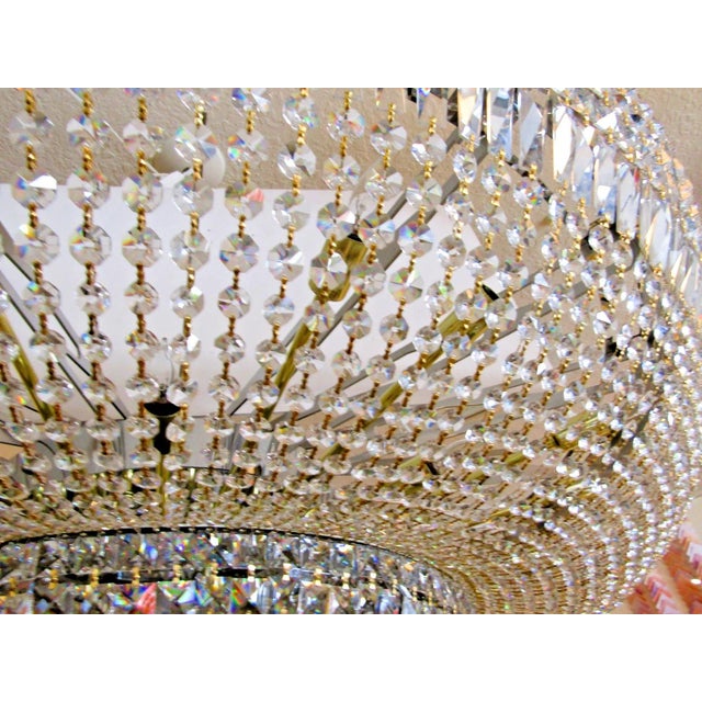 1990s Grand Schonbek 48" Diameter Petit Crystal Three Tier Flush Mount Chandelier For Sale - Image 9 of 15