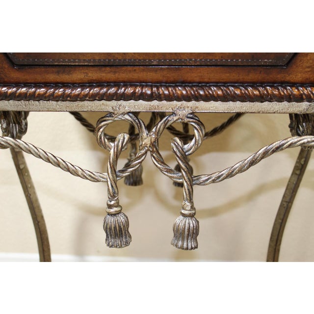 1980s Maitland Smith Vintage Gilt Steel Rope Vanity Table - French Style With Tassel End Legs and Lift-Top Storage For Sale - Image 11 of 12