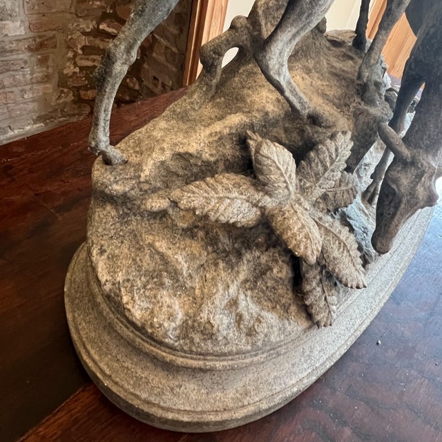 Max Arthur Waagen, Stag and Doe Sculpture, 1800s, Bronze, Metal and Zinc For Sale - Image 10 of 16