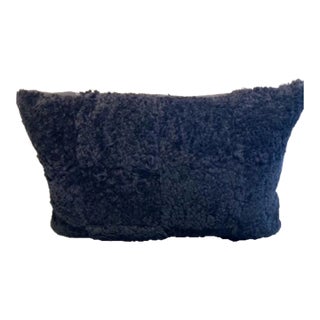 Black Patchwork Shearing Lumbar Pillow For Sale