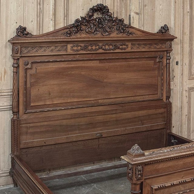 Burnt Umber 19th Century French Louis XVI Walnut Bed For Sale - Image 8 of 18
