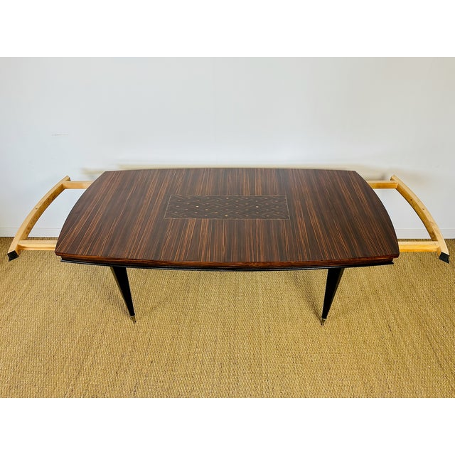 1940s Art Deco Dining Table in Macassar Ebony with Marquetry, France, 1940s For Sale - Image 5 of 18