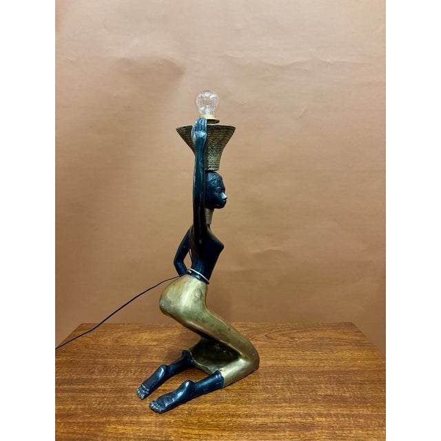 Metal Large Bronze Table Lamp, 1970 For Sale - Image 7 of 11