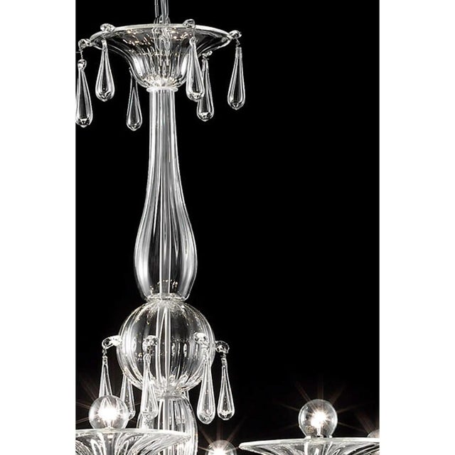 Transparent Venetian Murano Glass Chandelier by Simoeng, in Exhibition Piece conditions. Designed from 2000 Up to 250V...