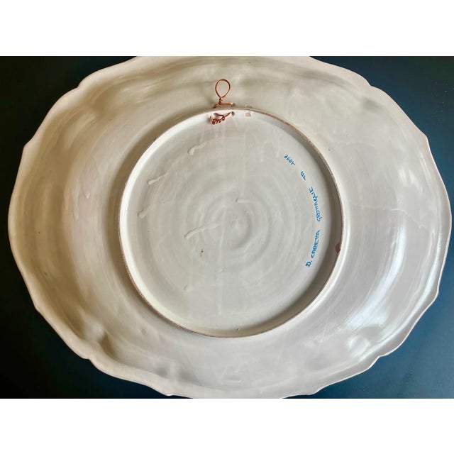 Antique White Large Italian Hand Painted Faience Platter For Sale - Image 8 of 10