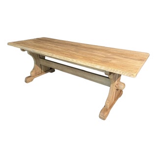 Bleached Oak Farmhouse Dining Table, 1920s For Sale