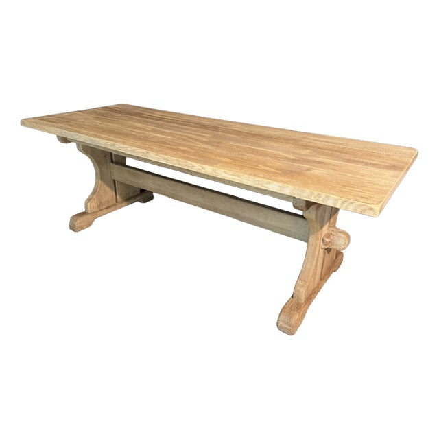 Bleached Oak Farmhouse Dining Table, 1920s For Sale