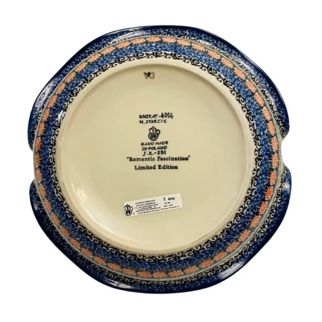 Blue Late 20th Century Boleslawiec Polish Pottery Unikat 4054 Stoneware Basket For Sale - Image 8 of 8