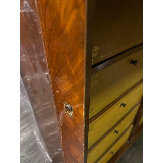 Antique French Crotch Mahogany and Leather Cartonnier or Cabinet With Compartments For Sale - Image 12 of 13