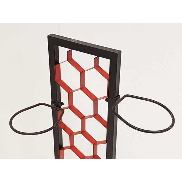 Vintage Black and Red Metal Plant Stand, 1960s For Sale - Image 4 of 7