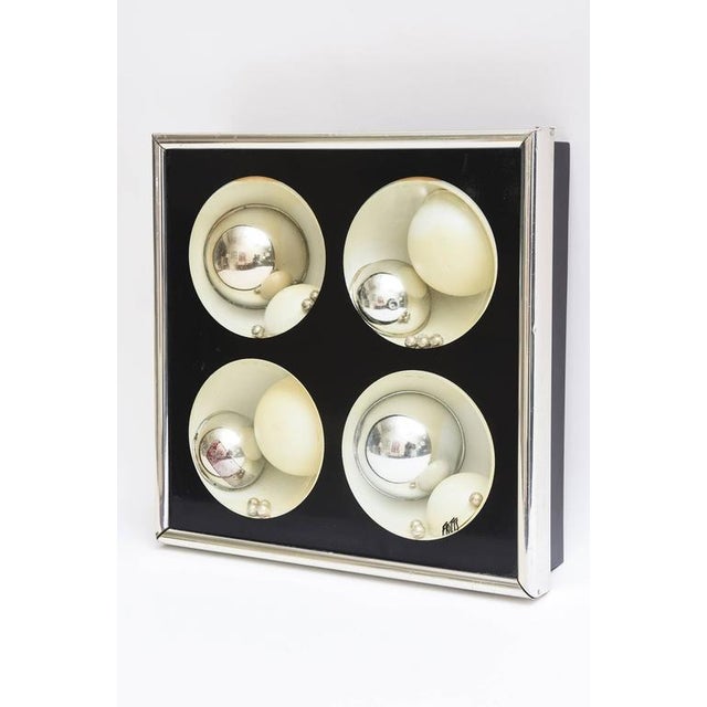 This eye-catching and RARE Ron Fritts pop art shadow box wall sculpture has suspended resin or Lucite balls floating in...