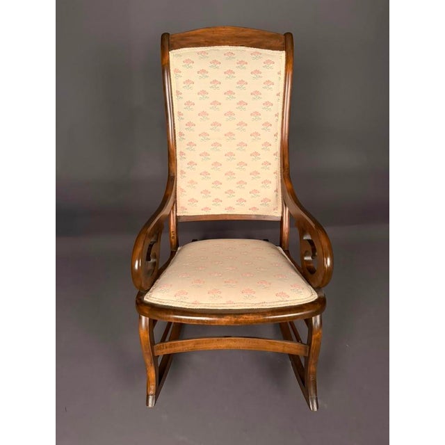 American Victorian Lincoln Rocking Chair in Walnut-Stained Birch With Goose-Neck Arms, Circa 1890 For Sale - Image 15 of 18