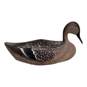 Art Deco French Hand Painted Wood Duck Decoy