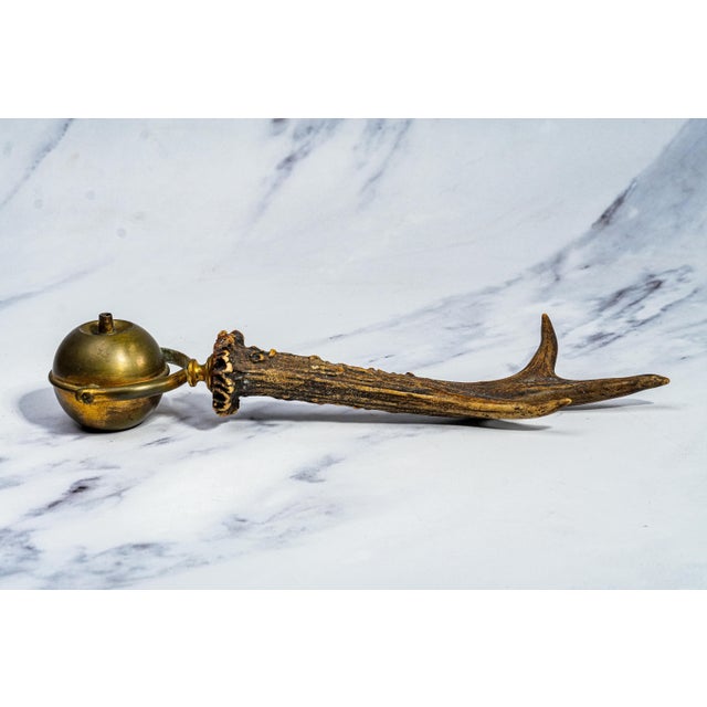 Brass Amazing Antique Antler Brass Gimbel Cigar Lighter Tobacciana Rustic Home Decor Display Prop For Sale - Image 8 of 11