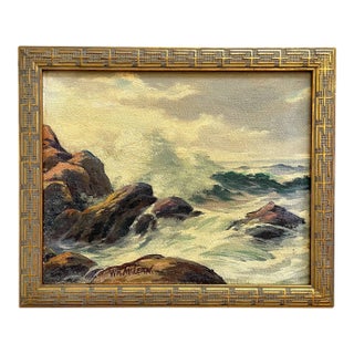 Wm McLean Seascape Coastal Scene Oil on Canvas Board For Sale