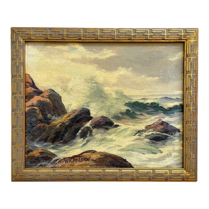 Wm McLean Seascape Coastal Scene Oil on Canvas Board