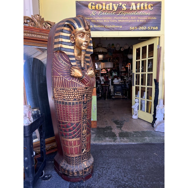 This vintage is a one-of-a-kind piece that will add a touch of unique home decor to any space. With its Egyptianesque...