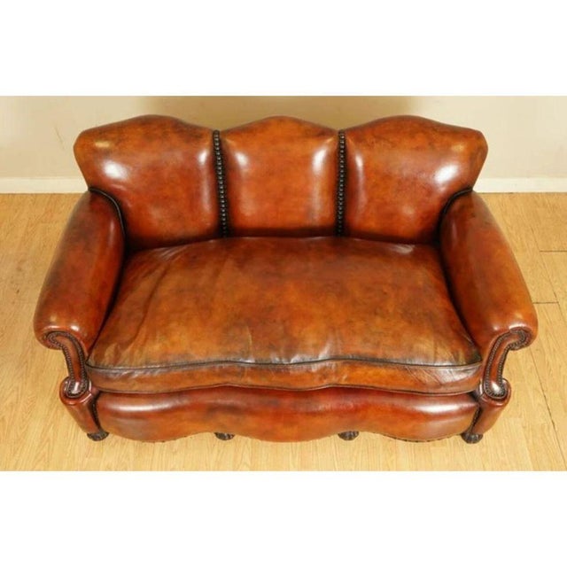 Antique Edwardian Hand Dyed Whisky Brown Sofa, 1890s For Sale - Image 4 of 13