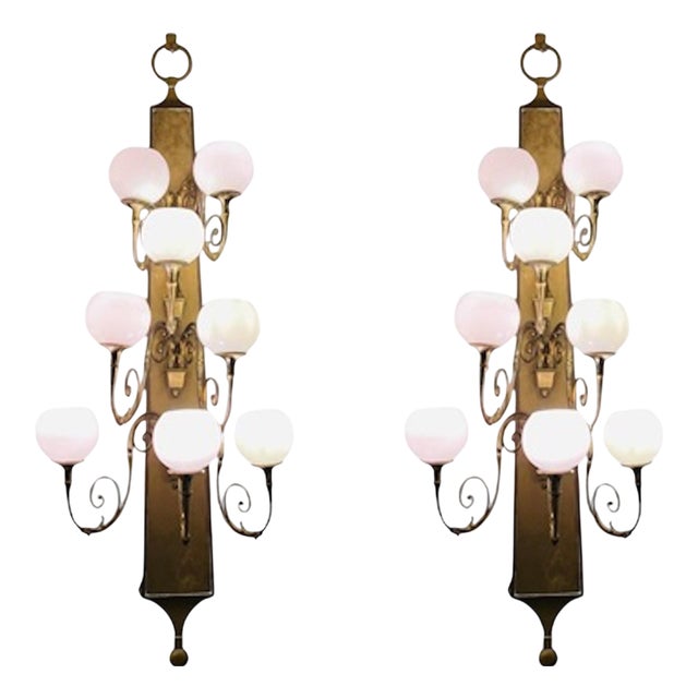 Large Bronze Wall Lights, 1920, Set of 2 For Sale