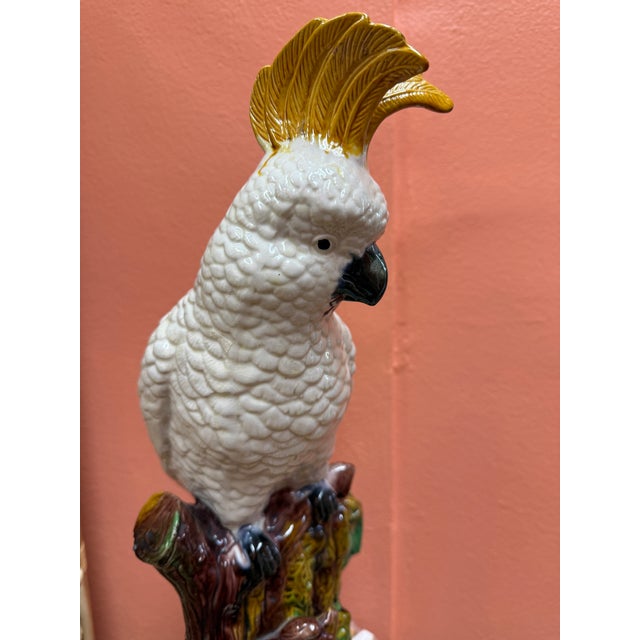 Vintage Majolica Cockatoo in the Style of Minton For Sale - Image 9 of 9