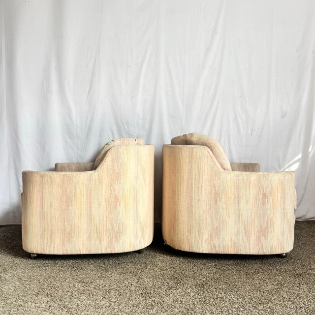 Carsons Postmodern Light Pink Sculpted Lounge Chairs by Carson’s - A Pair For Sale - Image 4 of 12