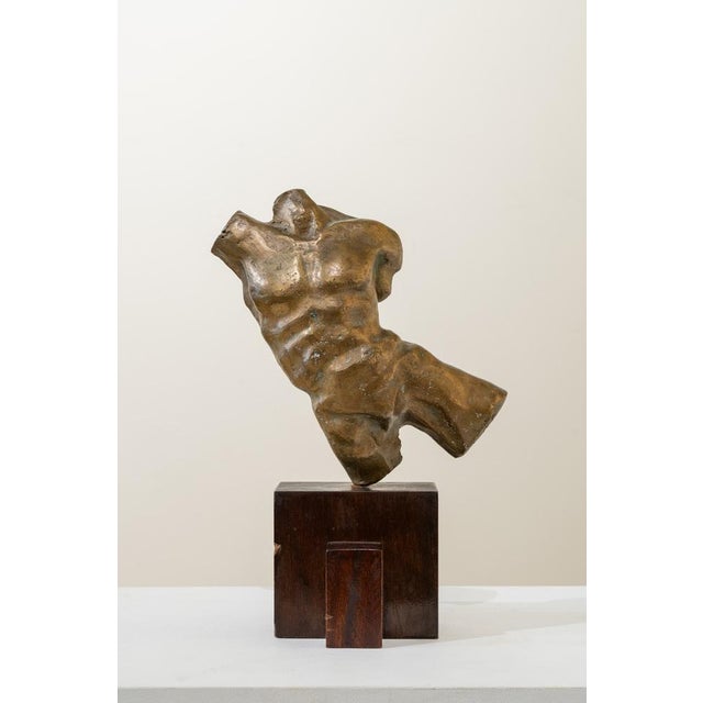 Wood Spanish School Artist, Sculpture of a Male Torso, 20th Century, Bronze For Sale - Image 7 of 7