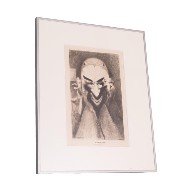 Original vintage optical illusion print titled “Gossip” with the subtitle “And Satan Came Also,” after the work of...