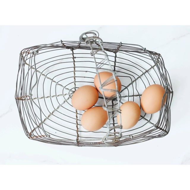 Petite Vintage French Wire Egg Gathering Basket/Easter For Sale - Image 4 of 5