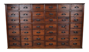 Large Early 20th Century French Pine Apothecary Cabinet