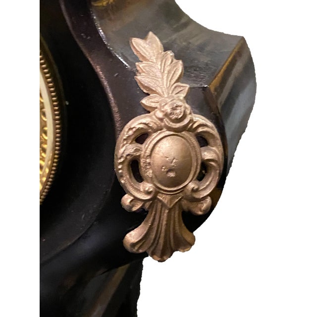 19th Century 19th Century French Black Gilded Clock For Sale - Image 5 of 9