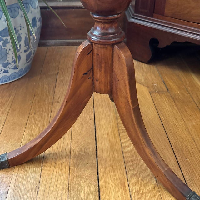 Brown Antique Round Mahogany Drum Table With Drawer For Sale - Image 8 of 11