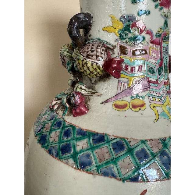 Chinese Large 19th Century Famille Rose Chinese Porcelain Urn For Sale - Image 3 of 8