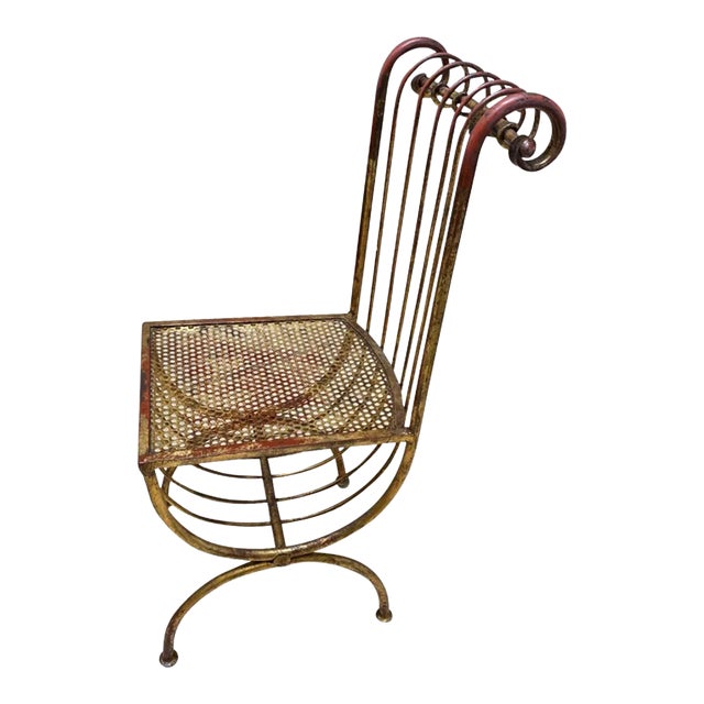 Mid Century Italian Gilt Iron Chair For Sale