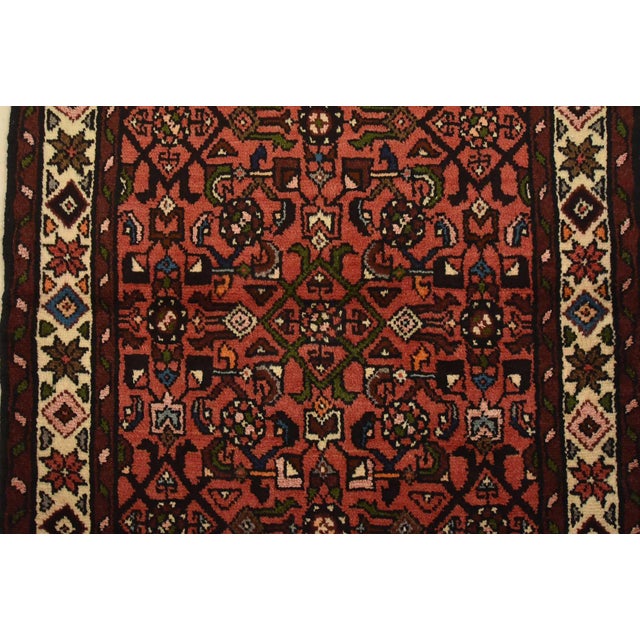 Hamedan Runner 2’4” X 9’7” Red Wool Vintage Tribal Hand-Knotted Rug For Sale - Image 9 of 13