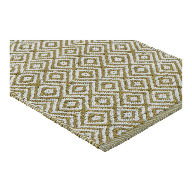 Part & Parcel Goods Textured Diamond Rug, 8'x10', Moss and Pale Blue For Sale