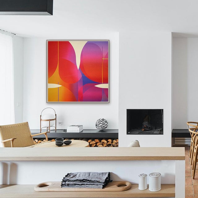 Abstract Contemporary Abstract Matte Gel Applied on Fine Art Digital Printed Canvas "Bonbon Lapis-La- Zuli Coq De Roche # Fastoche" by Jerome Tham Vo My For Sale - Image 3 of 4