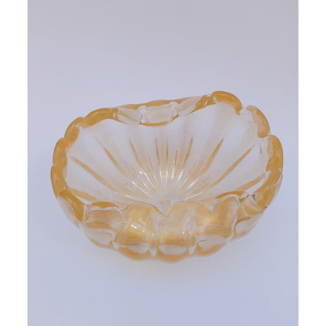 Murano Glass Centerpiece Cup with Gold Leaf Design, 1990s For Sale - Image 3 of 13