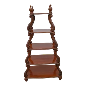 Vintage 5-Tier Carved Walnut Etagere Shelf/Bookcase