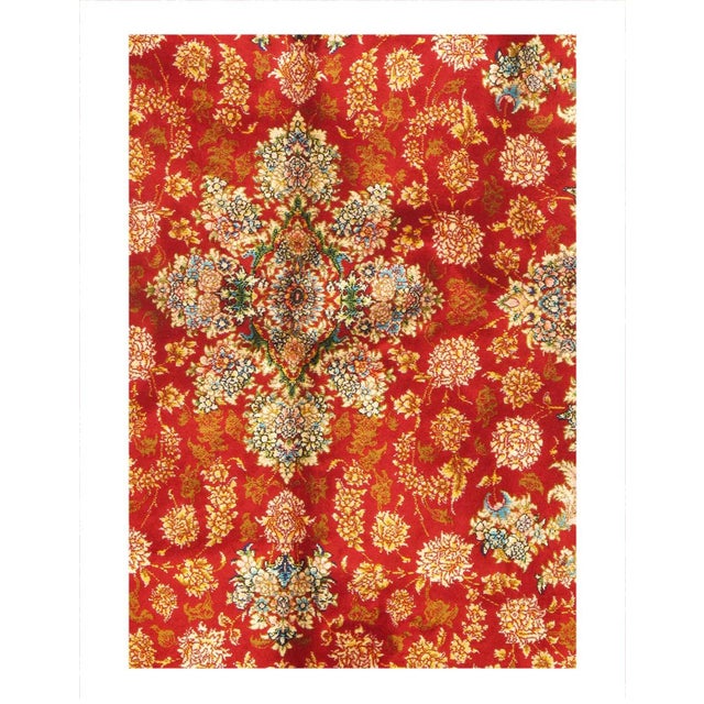 Persian Qum Design Viscose on a cotton foundation with a medallion This rug has a dense, soft pile, and excellent quality,...