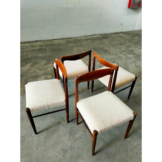 This set of four dining chairs was designed by HW Klein and manufactured by Bramin in Denmark in the 1960s. It is a...