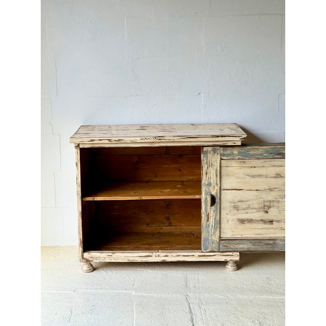 Rustic Distressed Wooden Cabinet with Storage Shelf, 1960s For Sale - Image 4 of 14