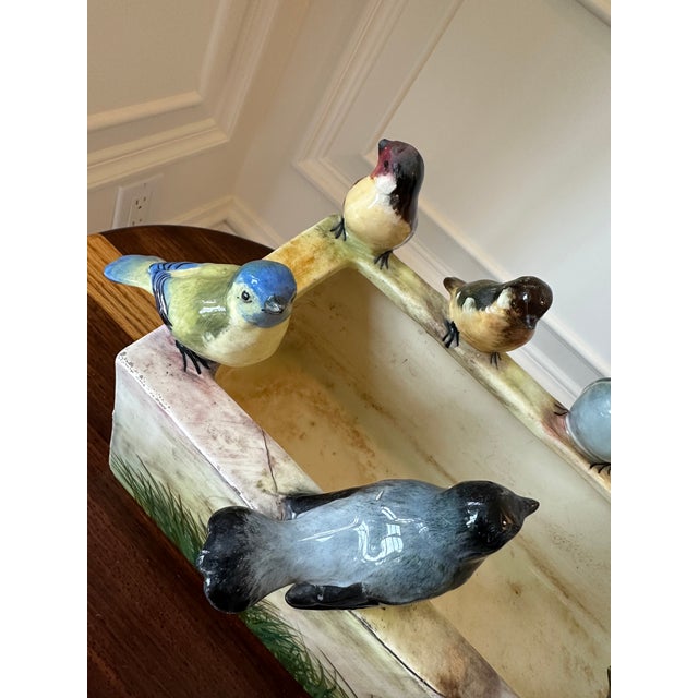 Antique Jerome Massier French Ceramic Planter Cachepot With 9 Bird Sculptures For Sale - Image 12 of 18
