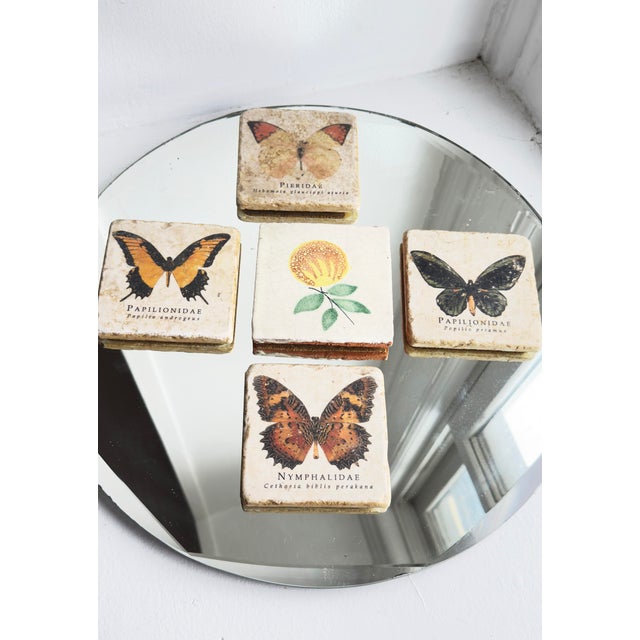 This set of five handcrafted Studio Vertu Italian marble coasters features tumbled edges and a cork backing. Each piece...